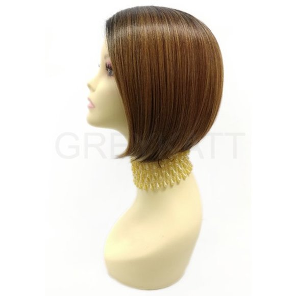 Brown lace part heat resistant bob wig - Picture 2 of 6